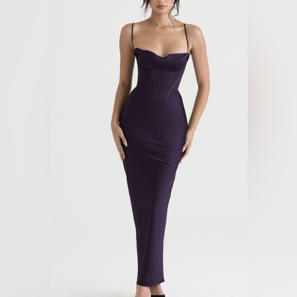 House of CB Purple Bodycon Dress Spaghetti Strap Sweetheart